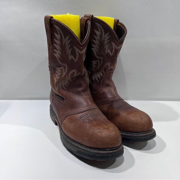 ARIAT Men’s H2O WORKHOG WESTERN WORK BOOTS - COMPOSITE TOE Brown Leather… - Picture 2 of 11